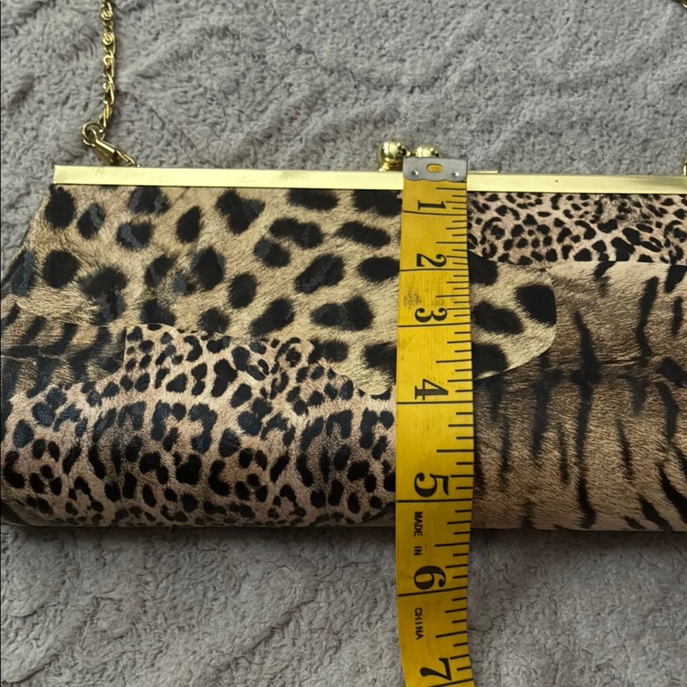 Brown and Gold Clutch with Chain Strap - Picture 9 of 10